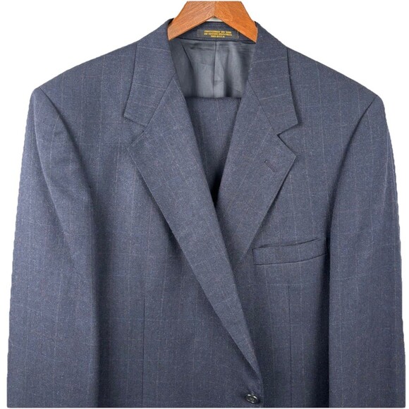 Vintage Evan Picone Mens Blue Wool Pinstripe 2-Piece Suit 44R Jacket 38x28 Pant - Picture 3 of 12